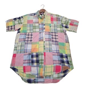 VTG 90s Polo Ralph Lauren Blake Patchwork Multicolor Shirt Mens Sz M- READ FLAWS